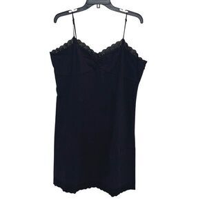 GAP Womens Eyelet Trim V-Neck Spaghetti Strap Cami Mini Dress Black Size‎ 16